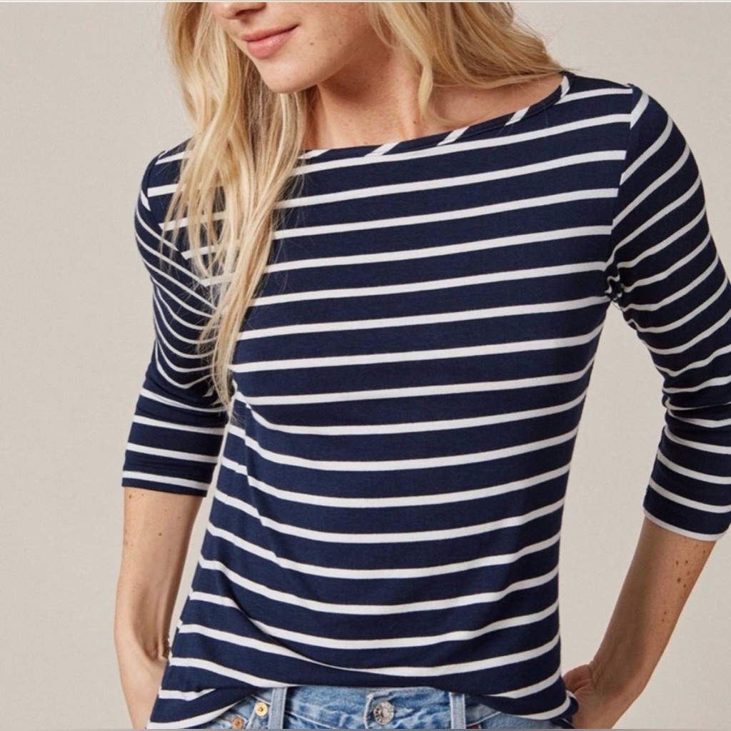 Francois Striped Navy And White Boatneck Top Amour Vert